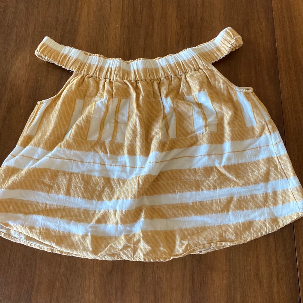 Lou & Grey off the shoulder tank top- cropped yellow and white